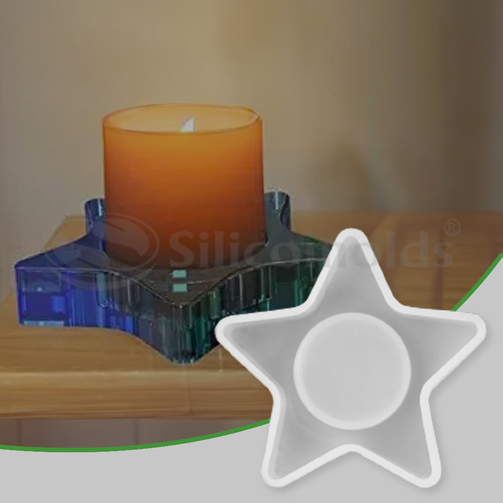 SILICOMOLDS - 3" STAR SHAPE TEALIGHT CANDLE HOLDER MOLD - URP160- RM
